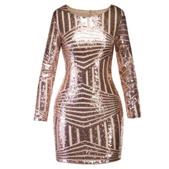 Dresses & Skirts - Rose Gold Sequin Bodycon Dress